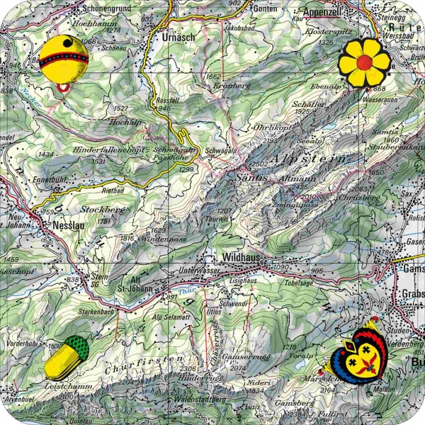 Jassteppich mit Kartenausschnitt Schweiz