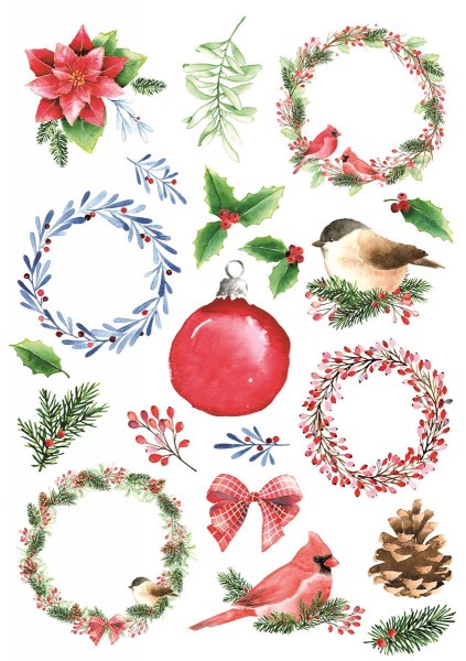 Abziehbilder für alle Materialien Weihnachtsvögel