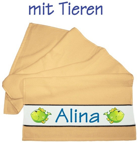 Flauschiges Handtuch gelb, inkl. Namen