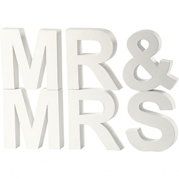 Buchstaben MR & MRS, weisser fester Karton